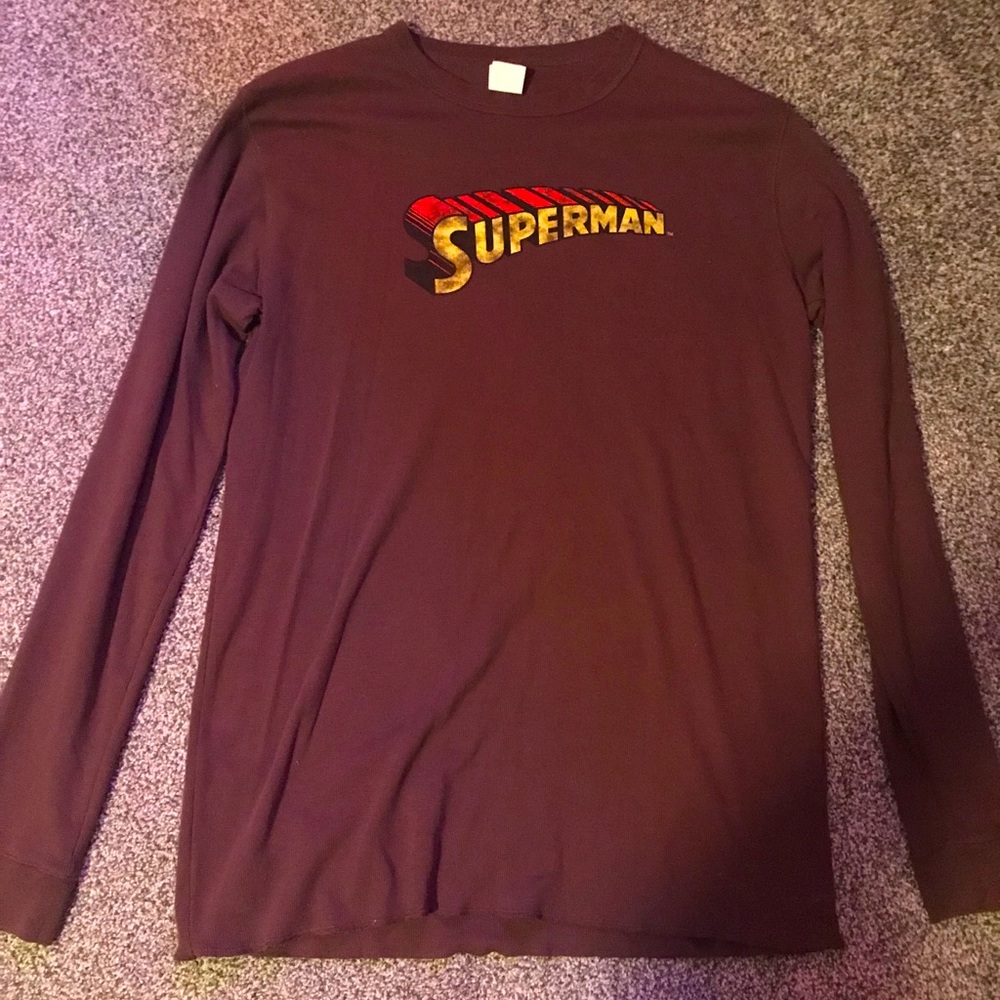 Men’s 2XL Superman DC Long Sleeve Shirt Brown